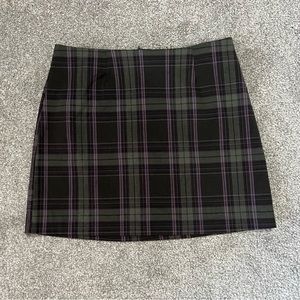 Plaid Mini Skirt in Black, Olive & Purple